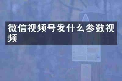微信视频号发什么参数视频