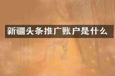 新疆头条推广账户是什么