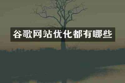 谷歌网站优化都有哪些