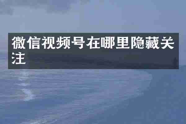 微信视频号在哪里隐藏关注