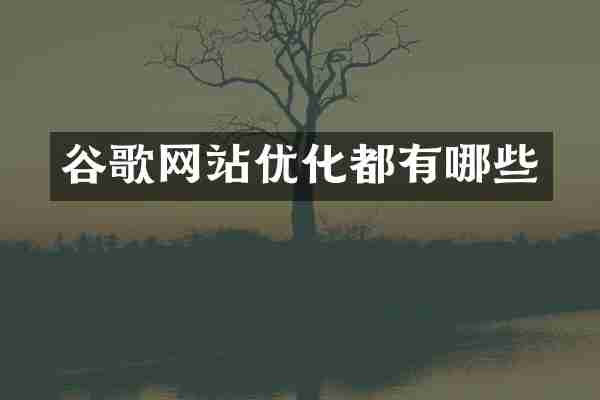谷歌网站优化都有哪些