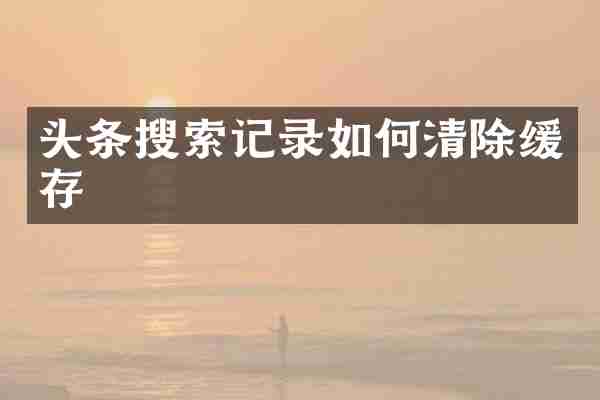 头条搜索记录如何清除缓存