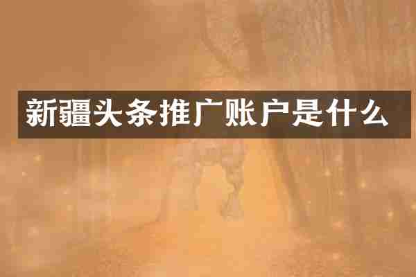 新疆头条推广账户是什么