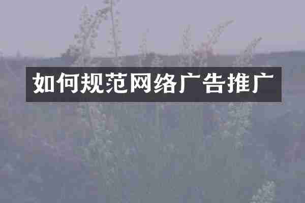 如何规范网络广告推广