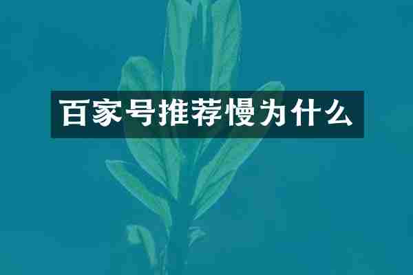 百家号推荐慢为什么