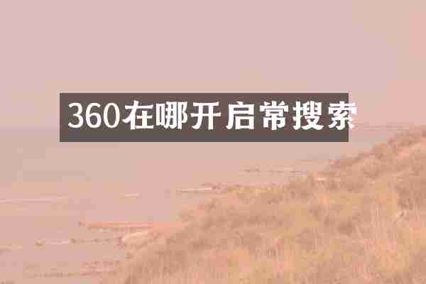 360在哪开启常搜索