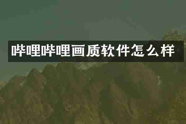 哔哩哔哩画质软件怎么样
