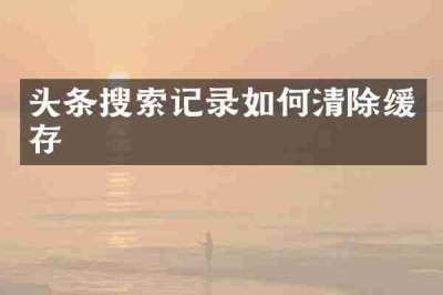 头条搜索记录如何清除缓存