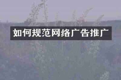 如何规范网络广告推广