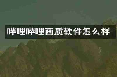 哔哩哔哩画质软件怎么样