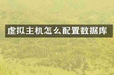 虚拟主机怎么配置数据库