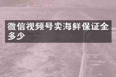 微信视频号卖海鲜保证金多少