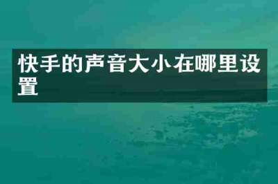 快手的声音大小在哪里设置
