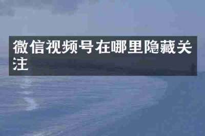 微信视频号在哪里隐藏关注