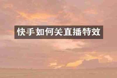 快手如何关直播特效