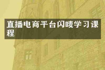 直播电商平台闪唛学习课程