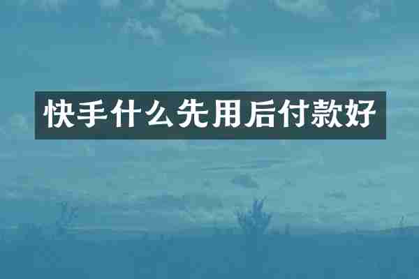 快手什么先用后付款好