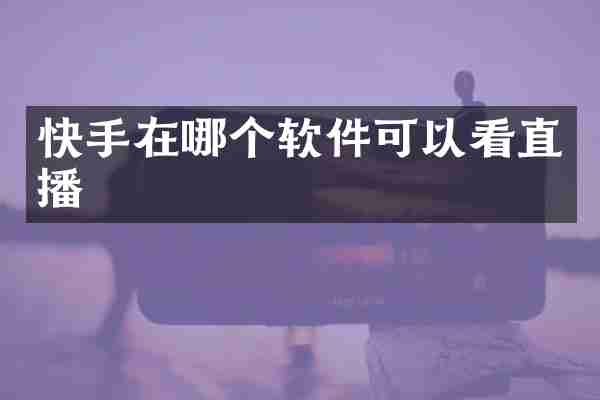 快手在哪个软件可以看直播