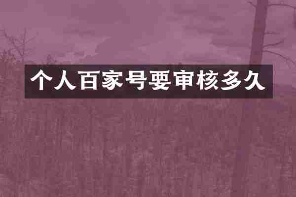 个人百家号要审核多久