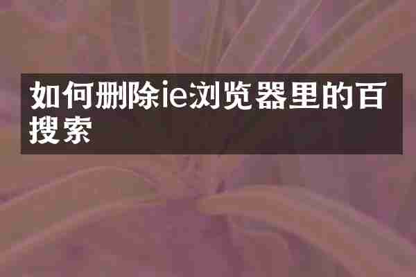 如何删除ie浏览器里的百度搜索