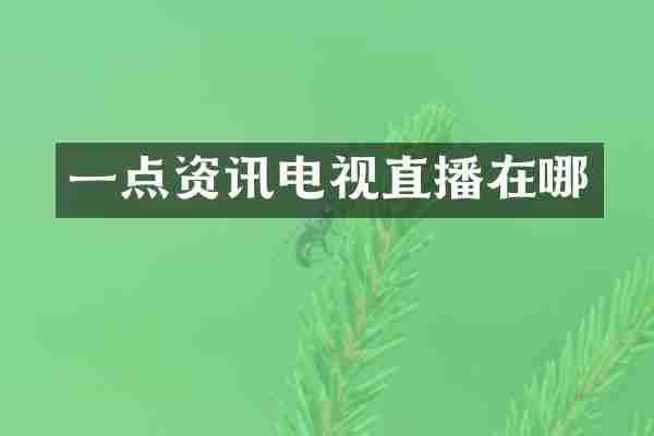 一点资讯电视直播在哪