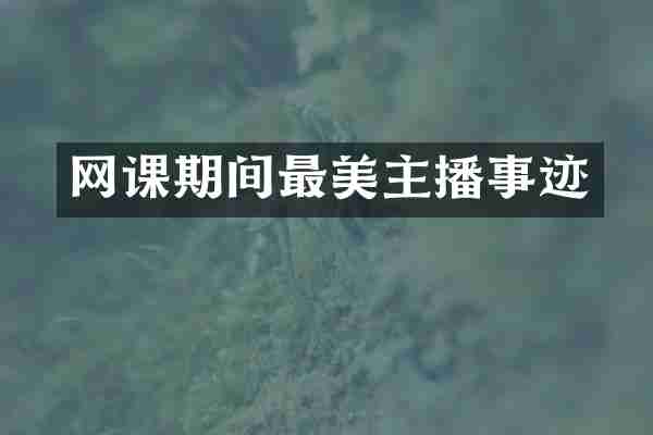 网课期间最美主播事迹