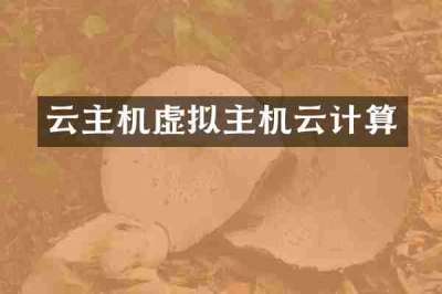 云主机虚拟主机云计算