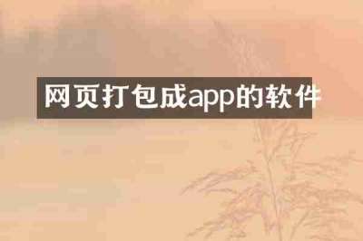网页打包成app的软件