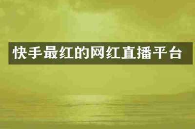 快手最红的网红直播平台