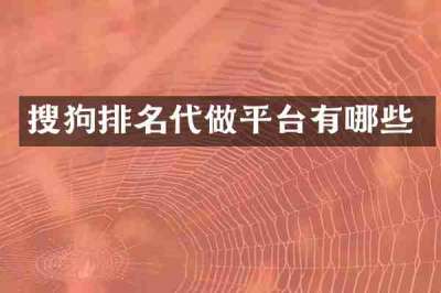搜狗排名代做平台有哪些
