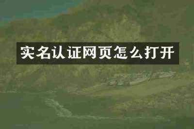 实名认证网页怎么打开