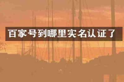百家号到哪里实名认证了