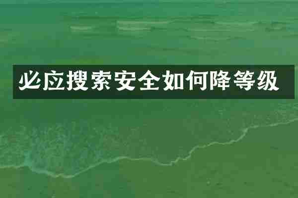 必应搜索安全如何降等级