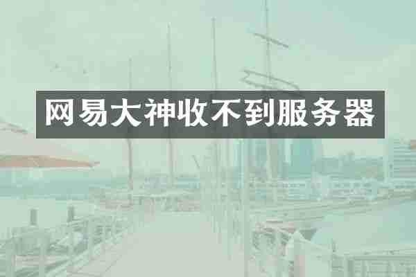 网易大神收不到服务器