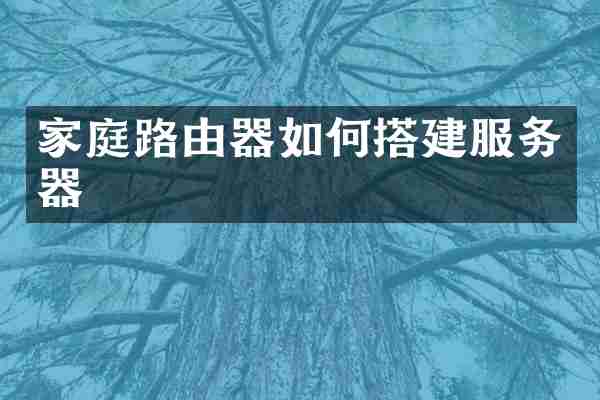 家庭路由器如何搭建服务器