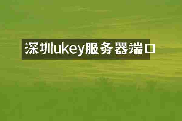 深圳ukey服务器端口