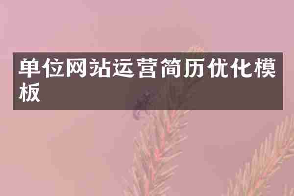 单位网站运营简历优化模板