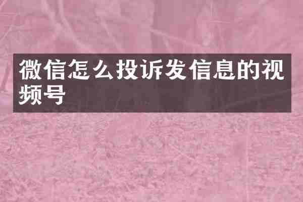 微信怎么投诉发信息的视频号