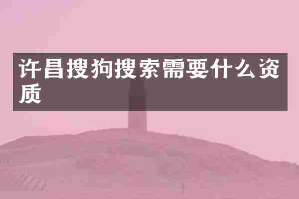 许昌搜狗搜索需要什么资质