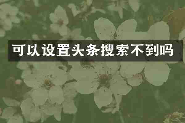 可以设置头条搜索不到吗