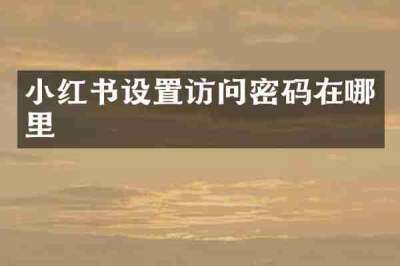 小红书设置访问密码在哪里