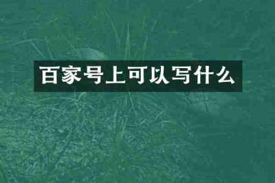 百家号上可以写什么
