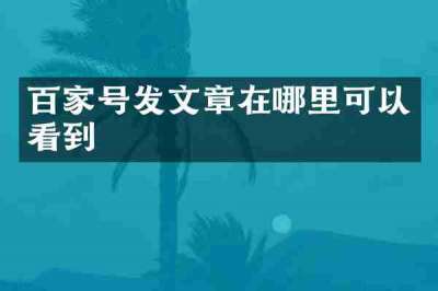 百家号发文章在哪里可以看到