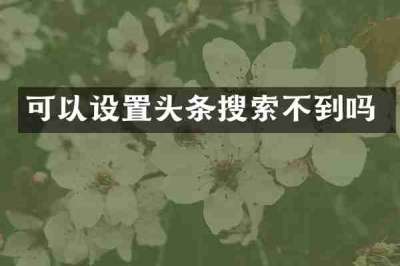 可以设置头条搜索不到吗