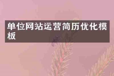 单位网站运营简历优化模板