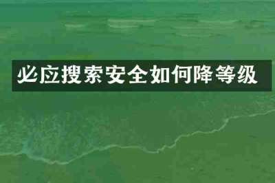 必应搜索安全如何降等级