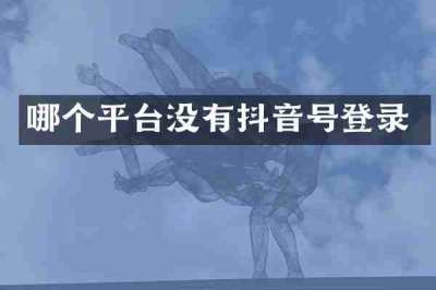 哪个平台没有抖音号登录