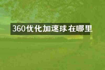360优化加速球在哪里