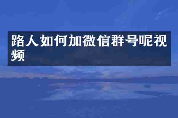 路人如何加微信群号呢视频