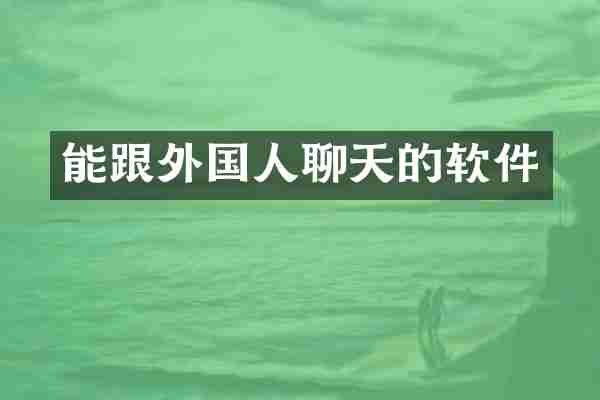 能跟外国人聊天的软件